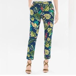 Chicos Tropical Bird Jungle Cropped Ankle Pants Size 1.5 M/10 NWOT